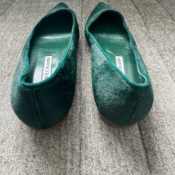 MANOLO BLAHNIK BRAND NEW GREEN PONY HAIR POINTY BALLET FLAT WORK SHOE 37 - Picture 5 of 7
